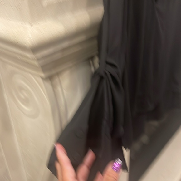 BCBG black v-neck sequins shoulder detail, high low blouse. Size medium. - Picture 5 of 7